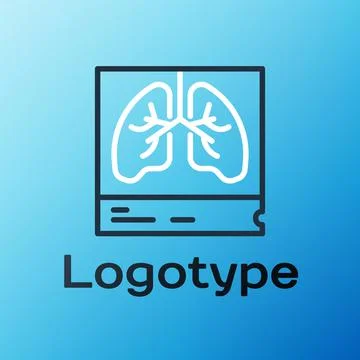 Line Lungs x-ray diagnostics icon isolated on blue background. Snapshot of the Stock Illustration