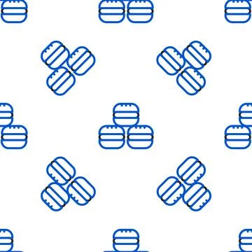Line Macaron cookie icon isolated seamless pattern on white background. Macaroon Stockillustratie