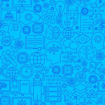 Line Machine Learning Seamless Pattern 库存插图