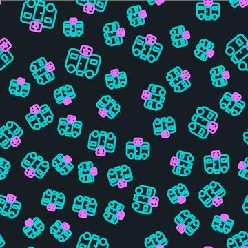 Line Machine trailer dressing room for actors icon isolated seamless pattern on イラスト素材