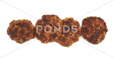 Line made of small cutlets isolated over white background Stock Photos