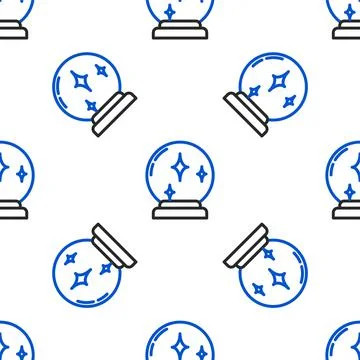 Line Magic ball icon isolated seamless pattern on white background. Crystal ball Stock Illustration