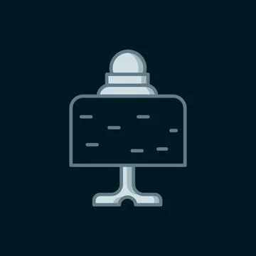 Line Magic ball on table icon isolated on black background. Crystal ball. F.. 스톡 일러스트