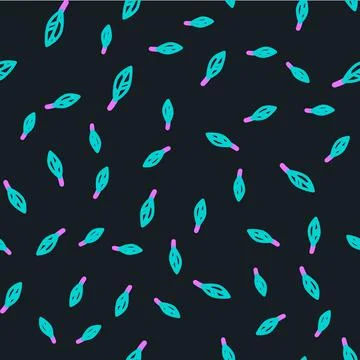 Line Magic feather icon isolated seamless pattern on black background. Vector イラスト素材