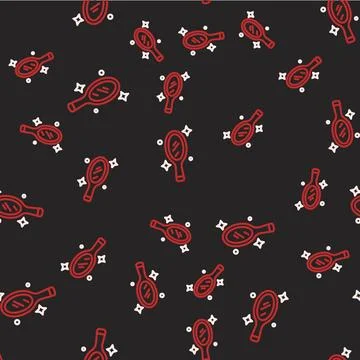 Line Magic hand mirror icon isolated seamless pattern on black background. .. Stock Illustration