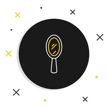 Line Magic hand mirror icon isolated on white background. Colorful outline .. Stock Illustration