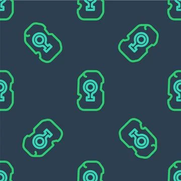 Line Magic rune icon isolated seamless pattern on blue background. Rune sto.. Stock Illustration