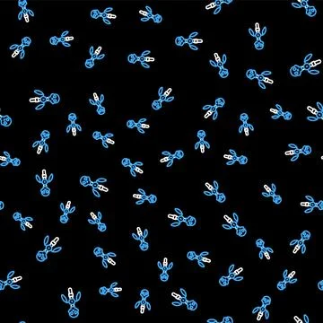 Line Magic staff icon isolated seamless pattern on black background. Magic wa Illustrazione stock