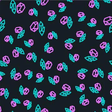 Line Magic stone icon isolated seamless pattern on black background. Fantasy Stock Illustration