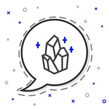 Line Magic stone icon isolated on white background. Fantasy crystal. Jewelry gem Illustrazione stock