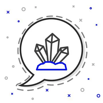 Line Magic stone icon isolated on white background. Fantasy crystal. Jewelry gem Illustrazione stock