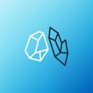 Line Magic stone icon isolated on blue background. Fantasy crystal. Jewelry gem イラスト素材