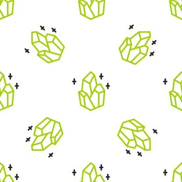 Line Magic stone icon isolated seamless pattern on white background. Fantasy Illustrazione stock