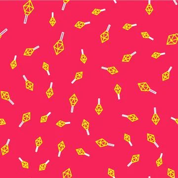 Line Magic stone icon isolated seamless pattern on red background. Fantasy Stock Illustration