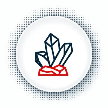Line Magic stone icon isolated on white background. Fantasy crystal. Jewelry gem Illustrazione stock