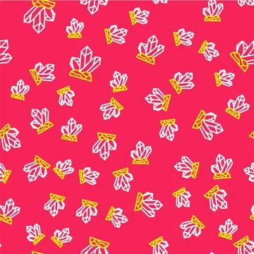 Line Magic stone icon isolated seamless pattern on red background. Fantasy Illustrazione stock
