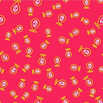 Line Magic stone icon isolated seamless pattern on red background. Fantasy Stock Illustration