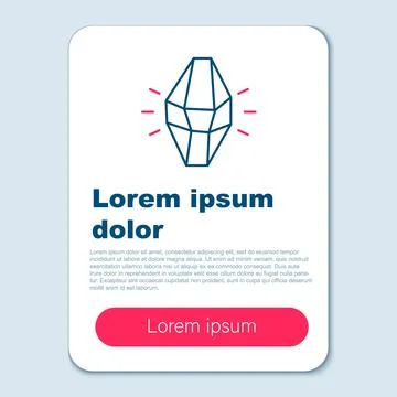Line Magic stone icon isolated on grey background. Fantasy crystal. Jewelry gem Stock Illustration