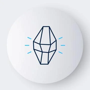 Line Magic stone icon isolated on white background. Fantasy crystal. Jewelry gem Illustrazione stock