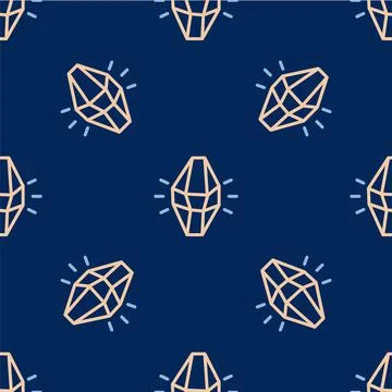 Line Magic stone icon isolated seamless pattern on blue background. Fantasy イラスト素材