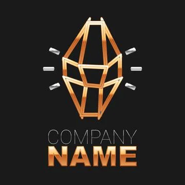 Line Magic stone icon isolated on black background. Fantasy crystal. Jewelry gem Stock Illustration