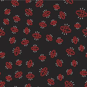 Line Magic stone icon isolated seamless pattern on black background. Fantasy Illustrazione stock