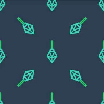 Line Magic stone icon isolated seamless pattern on blue background. Fantasy c 스톡 일러스트