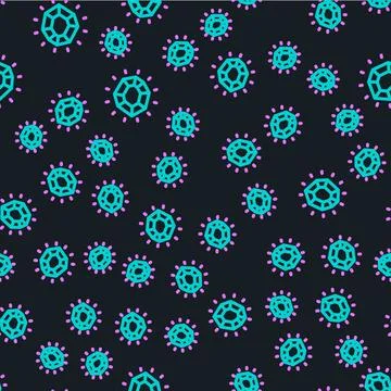 Line Magic stone icon isolated seamless pattern on black background. Fantasy Illustrazione stock