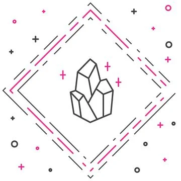 Line Magic stone icon isolated on white background. Fantasy crystal. Jewelry gem Stockillustratie