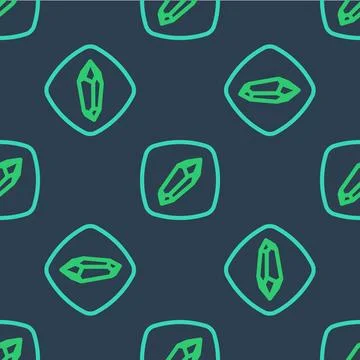 Line Magic stone icon isolated seamless pattern on blue background. Fantasy.. Stock Illustration