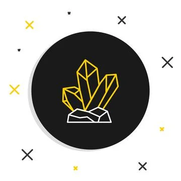 Line Magic stone icon isolated on white background. Fantasy crystal. Jewelr.. 스톡 일러스트
