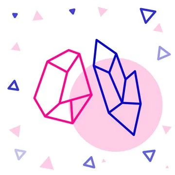 Line Magic stone icon isolated on white background. Fantasy crystal. Jewelr.. Stock Illustration