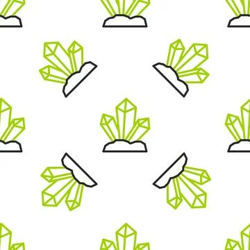 Line Magic stone icon isolated seamless pattern on white background. Fantas.. Illustrazione stock