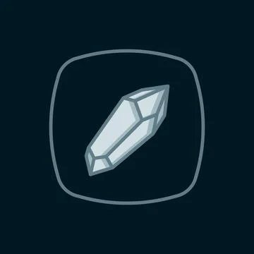 Line Magic stone icon isolated on black background. Fantasy crystal. Jewelr.. Stock Illustration