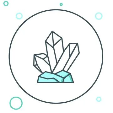 Line Magic stone icon isolated on white background. Fantasy crystal. Jewelr.. Illustrazione stock