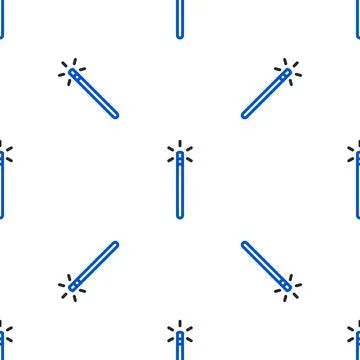 Line Magic wand icon isolated seamless pattern on white background. Star shape Illustrazione stock