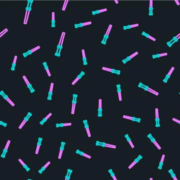 Line Magic wand icon isolated seamless pattern on black background. Star shape Stock Illustration
