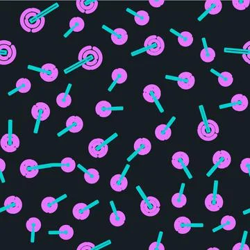 Line Magic wand icon isolated seamless pattern on black background. Star shape Illustrazione stock