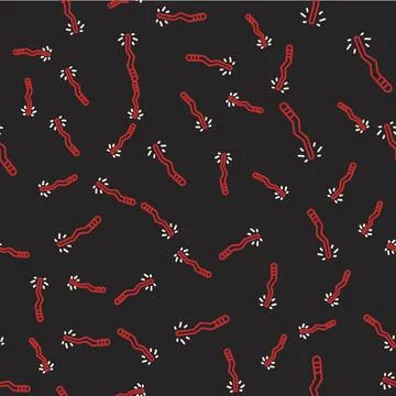 Line Magic wand icon isolated seamless pattern on black background. Star shape Stock Illustration