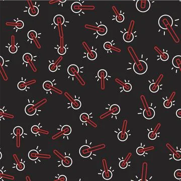 Line Magic wand icon isolated seamless pattern on black background. Star shape Stock Illustration