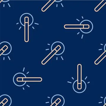 Line Magic wand icon isolated seamless pattern on blue background. Star shape Stockillustratie