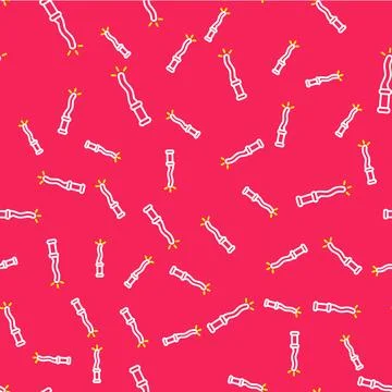 Line Magic wand icon isolated seamless pattern on red background. Star shape Illustrazione stock