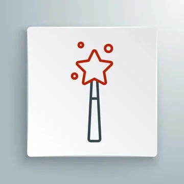 Line Magic wand icon isolated on white background. Star shape magic accessory Stock Illustration
