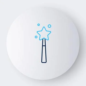 Line Magic wand icon isolated on white background. Star shape magic accesso.. Stock Illustration