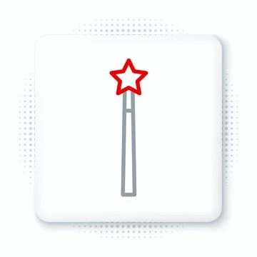 Line Magic wand icon isolated on white background. Star shape magic accesso.. Stock Illustration