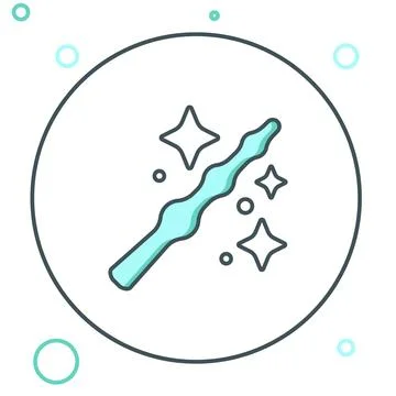 Line Magic wand icon isolated on white background. Star shape magic accesso.. Stock Illustration