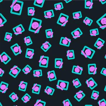 Line Mail and e-mail icon isolated seamless pattern on black background Ilustración de archivo