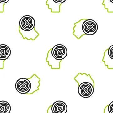 Line Mail and e-mail icon isolated seamless pattern on white background Stock Illustration