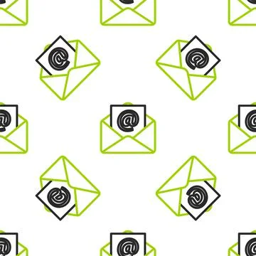 Line Mail and e-mail icon isolated seamless pattern on white background Stock Illustration