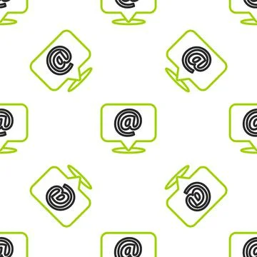 Line Mail and e-mail on speech bubble icon isolated seamless pattern on white Stock Illustration